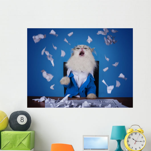 Cat Manager Suit Sitting Wall Decal