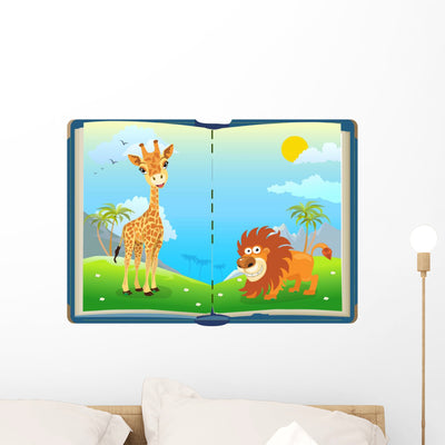 Book about Jungle Animals Wall Decal shown on a wall