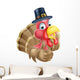 Cartoon Turkey Pilgrim Hat Wall Decal