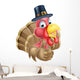 Cartoon Turkey Pilgrim Hat Wall Decal