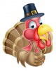 Cartoon Turkey Pilgrim Hat Wall Decal