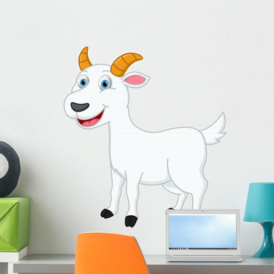 Happy Goat Cartoon Wall Decal Design 2 shown on a wall
