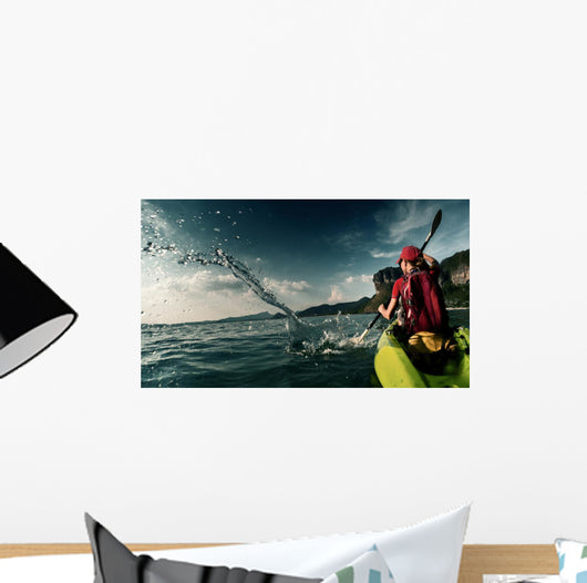 Woman with Kayak Wall Decal Design 1