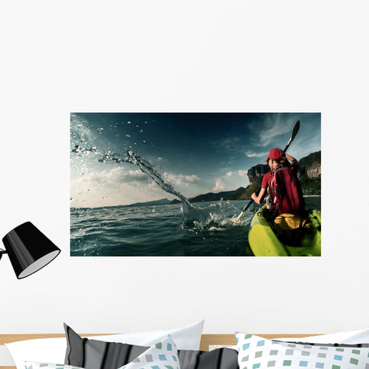 Woman with Kayak Wall Decal Design 1