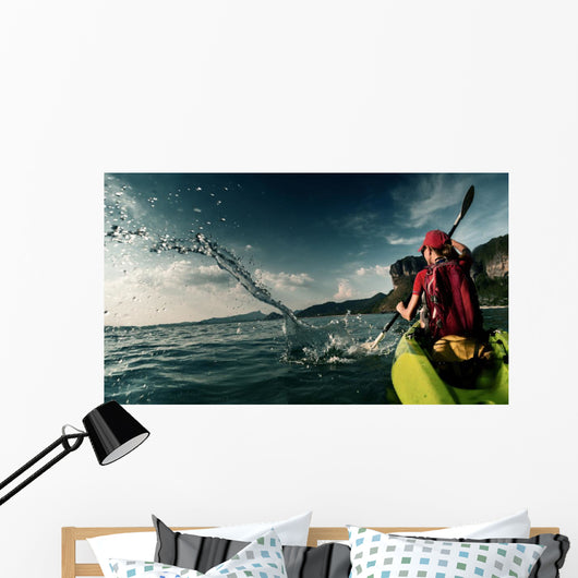 Woman with Kayak Wall Decal Design 1