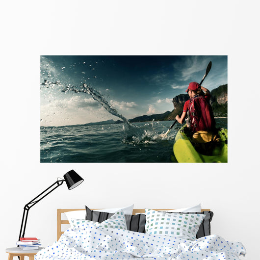 Woman with Kayak Wall Decal Design 1