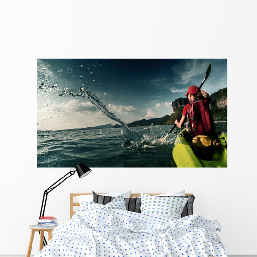 Woman with Kayak Wall Decal Design 1