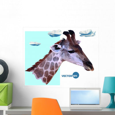 Abstract Geometric Giraffe Wall Decal shown on a wall