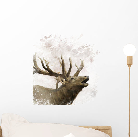 Bull Elk Watercolor Wall Decal