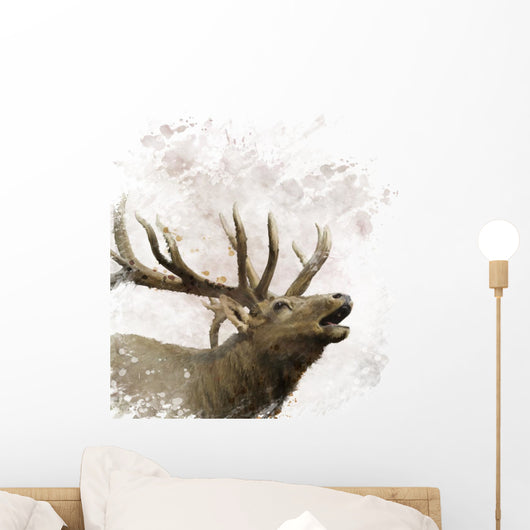 Bull Elk Watercolor Wall Decal