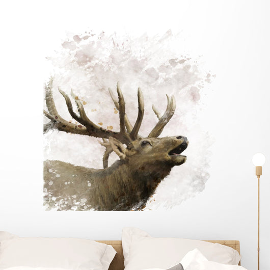 Bull Elk Watercolor Wall Decal