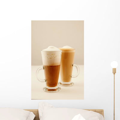 Two Tall Glass Coffee Wall Decal shown on a wall