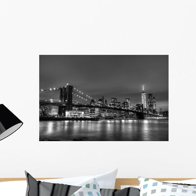 Brooklyn Bridge Dusk New Wall Decal Design 2 shown on a wall