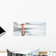 Woman Walking Sand Beach Wall Decal Panoramic Wall Decal