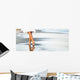 Woman Walking Sand Beach Wall Decal Panoramic Wall Decal