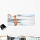 Woman Walking Sand Beach Wall Decal Panoramic Wall Decal