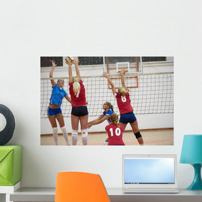 Volleyball Wall Decal Design 7 shown on a wall