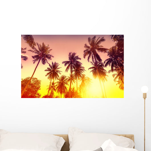 Golden Sunset Nature with Wall Decal