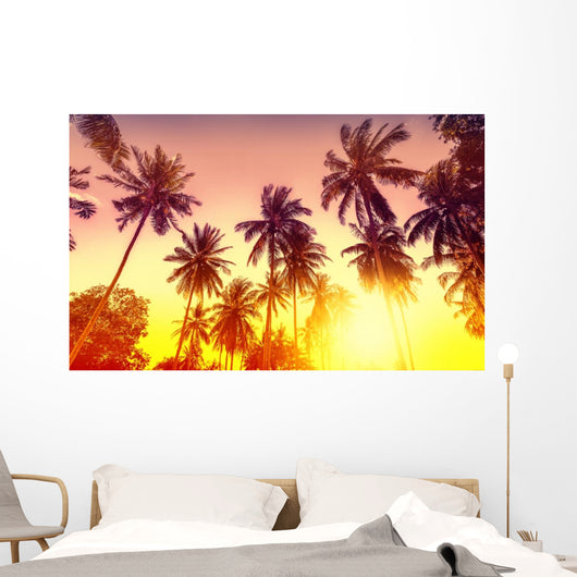 Golden Sunset Nature with Wall Decal