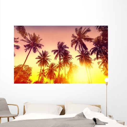 Golden Sunset Nature with Wall Decal