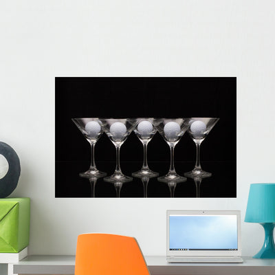 Five Glasses Champagne and Wall Decal shown on a wall