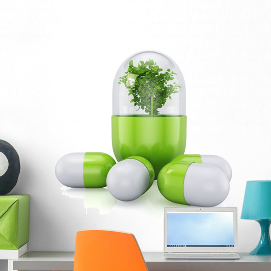 Medical Pill with Plant Wall Decal