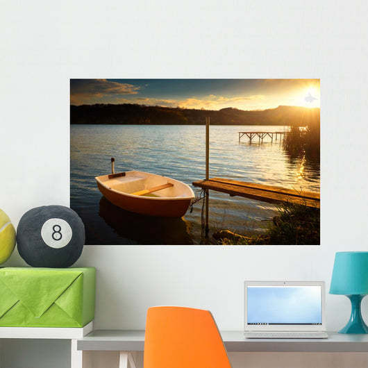 Boat Lake near Pier Wall Decal