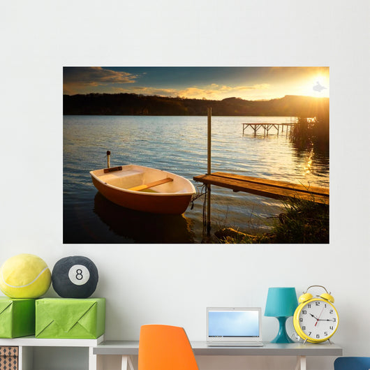 Boat Lake near Pier Wall Decal