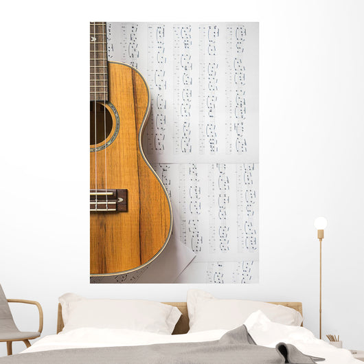 Ukulele White Paper Notes Wall Decal