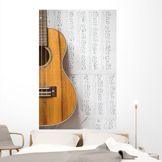 Ukulele White Paper Notes Wall Decal