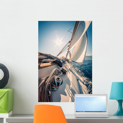 Croatia Sailing Wall Decal shown on a wall
