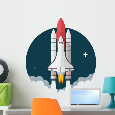 Space Shuttle Wall Decal shown on a wall