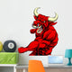Punching Red Bull Mascot Wall Decal
