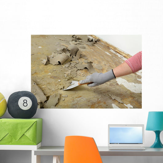 Worker Using Putty Knife Wall Decal