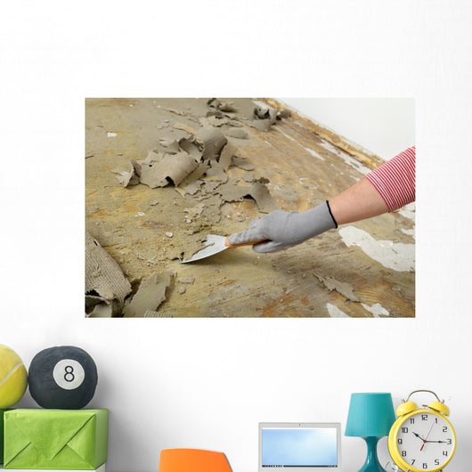 Worker Using Putty Knife Wall Decal