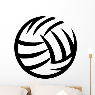 Volleyball Drawn Wall Decal shown on a wall