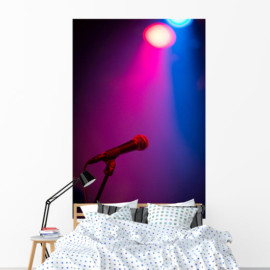 Band Stage Microphone Highlighted Wall Decal