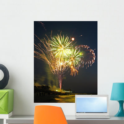Fireworks above Sea Wall Decal shown on a wall
