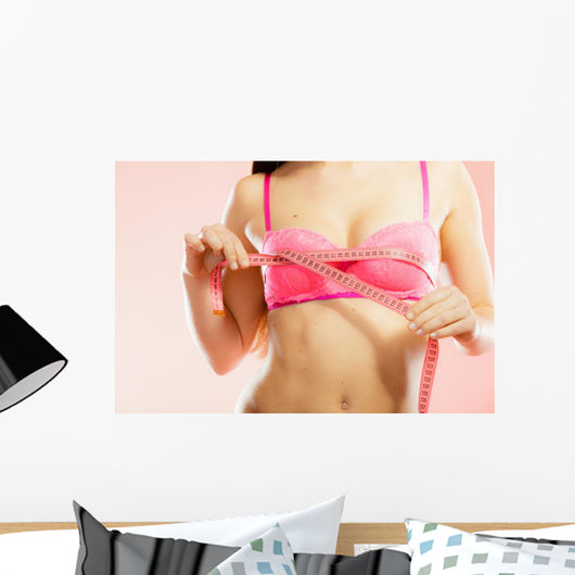 Woman Measuring Her Breasts Wall Decal