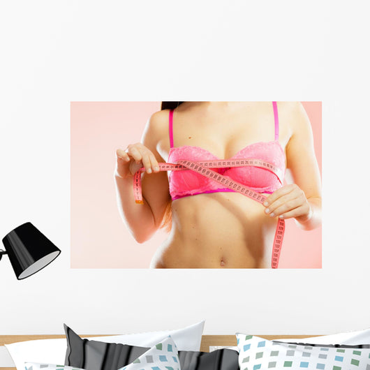 Woman Measuring Her Breasts Wall Decal