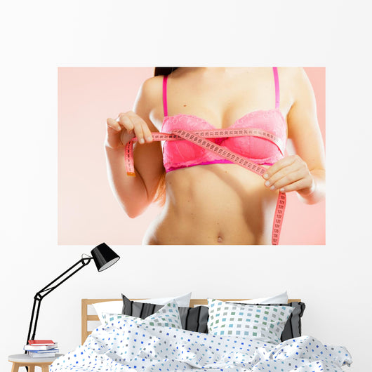 Woman Measuring Her Breasts Wall Decal