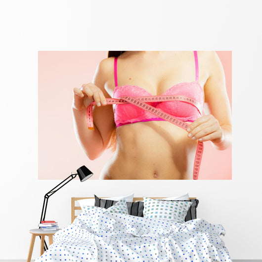 Woman Measuring Her Breasts Wall Decal
