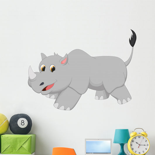 Cute Rhino Cartoon Wall Decal