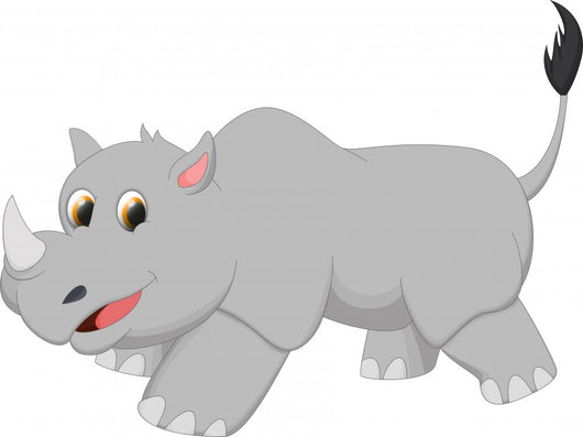 Cute Rhino Cartoon Wall Decal