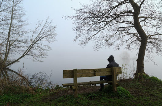 Depressed Man Sitting Bench Wall Decal