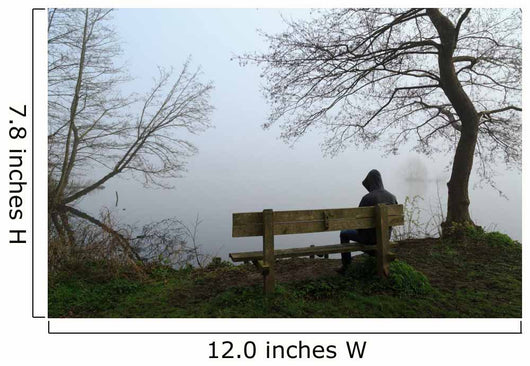 Depressed Man Sitting Bench Wall Decal