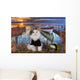 Cat Fishes Pond Sunset Wall Decal