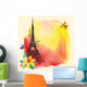 Eiffel Tower Watercolor Stain Wall Decal