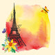 Eiffel Tower Watercolor Stain Wall Decal