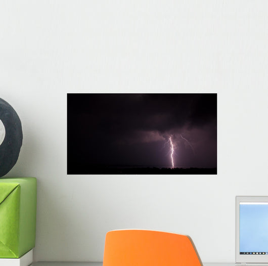 Lightning over City Night Wall Decal